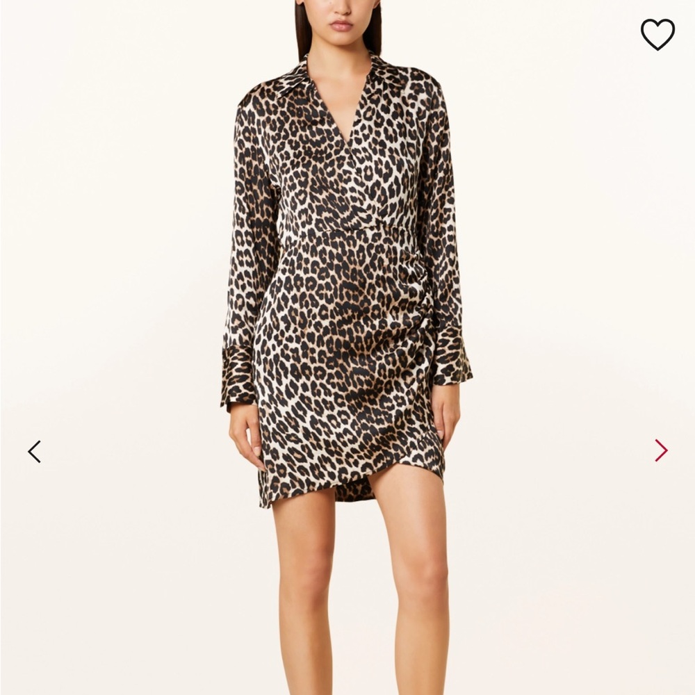 Suncoo Paris Chirley Satin Robe Dress Leopard Print